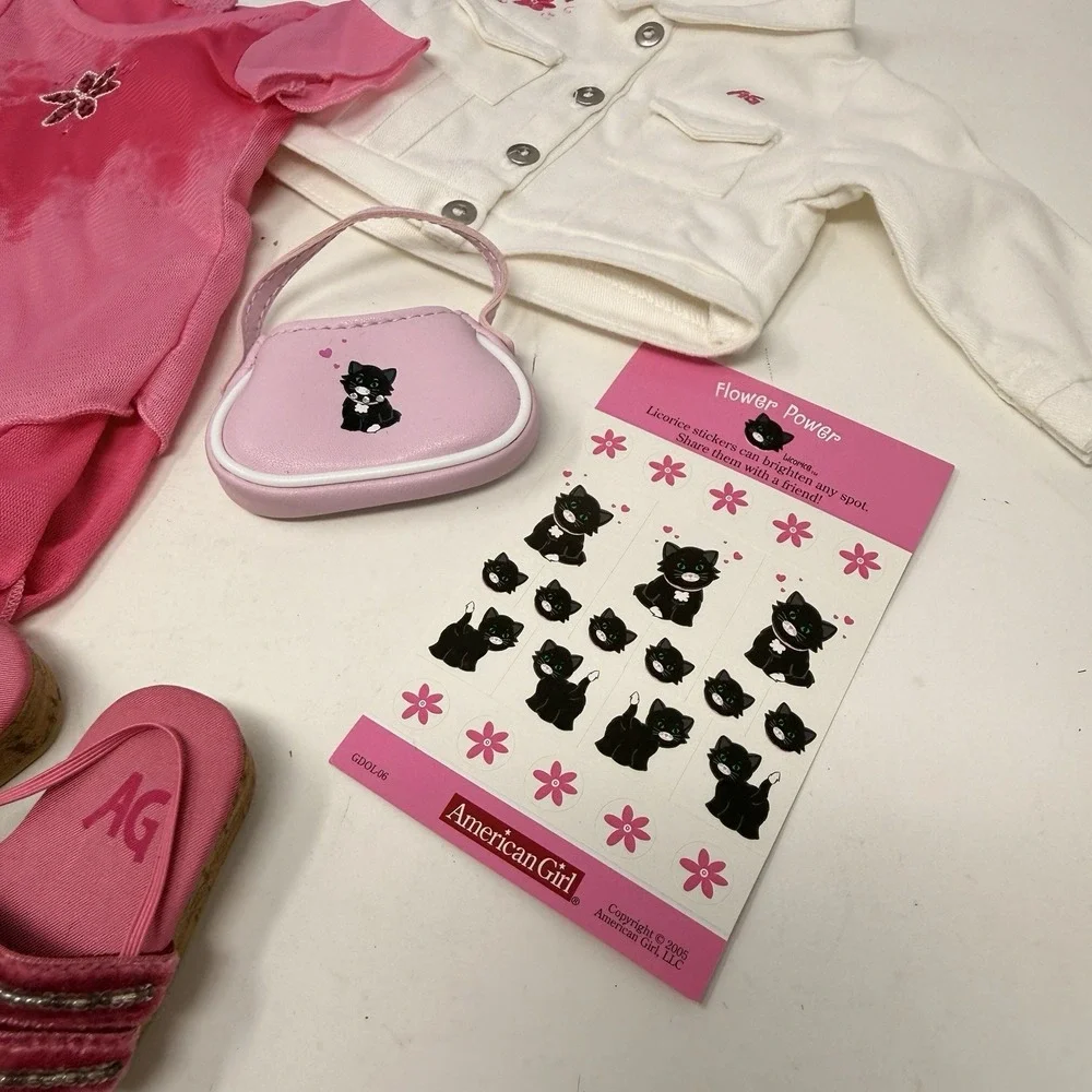 American Girl 2005 Licorice Best Friend Outfit - Dress Jacket Shoes & Cat Purse